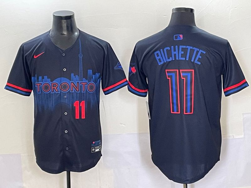 Men 2025 Toronto Blue Jays #11 Bichette Black Joint Name Nike MLB Jersey style 3